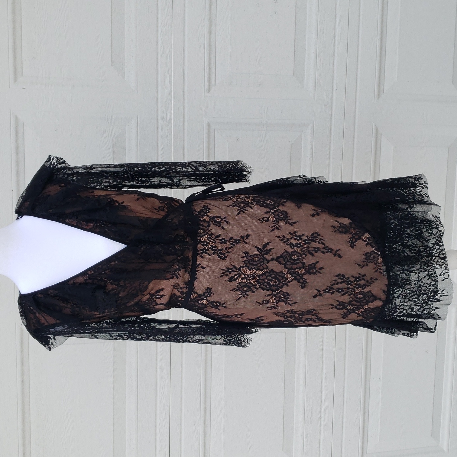 Francesca's Kaylee Floral Lacey Mesh Wrap Black Mini Dress Size S Whimsigoth